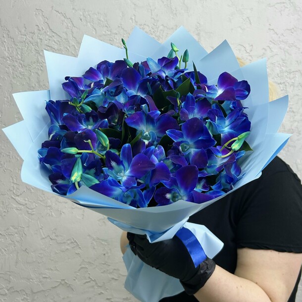 Букет живых цветов из космических орхидей 25 шт