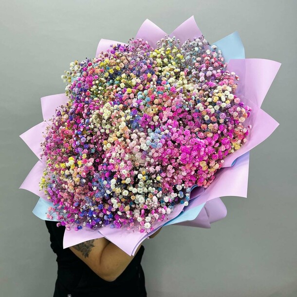 Букет из радужной гипсофилы (25штук)