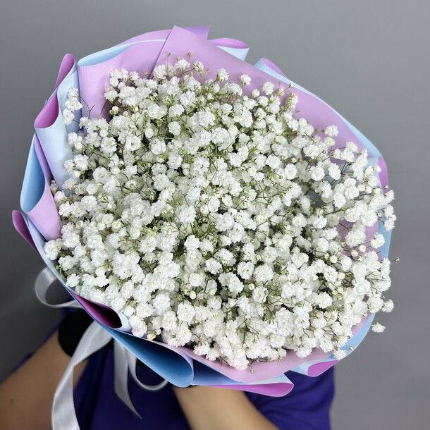 Букет живых цветов из белоснежных гипсофил 3 шт