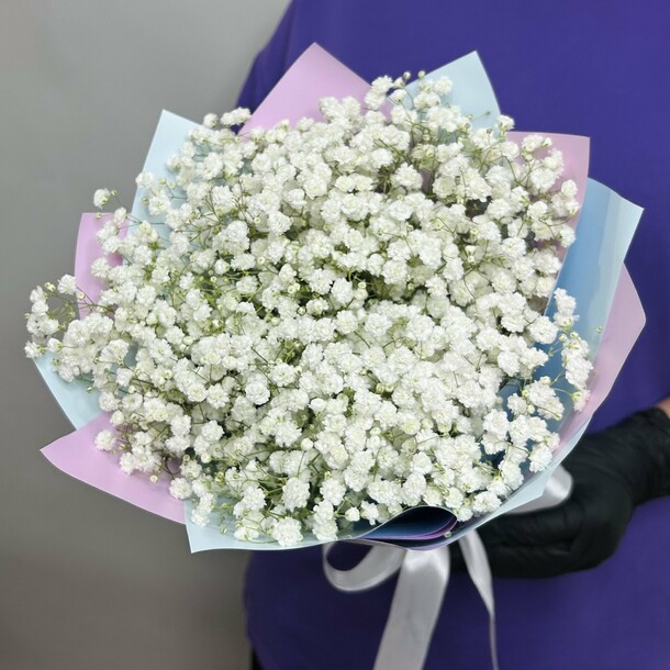 Букет живых цветов из белоснежных гипсофил 3 шт