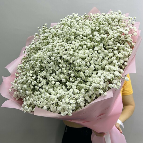 Букет живых цветов из белоснежных гипсофил 25 шт